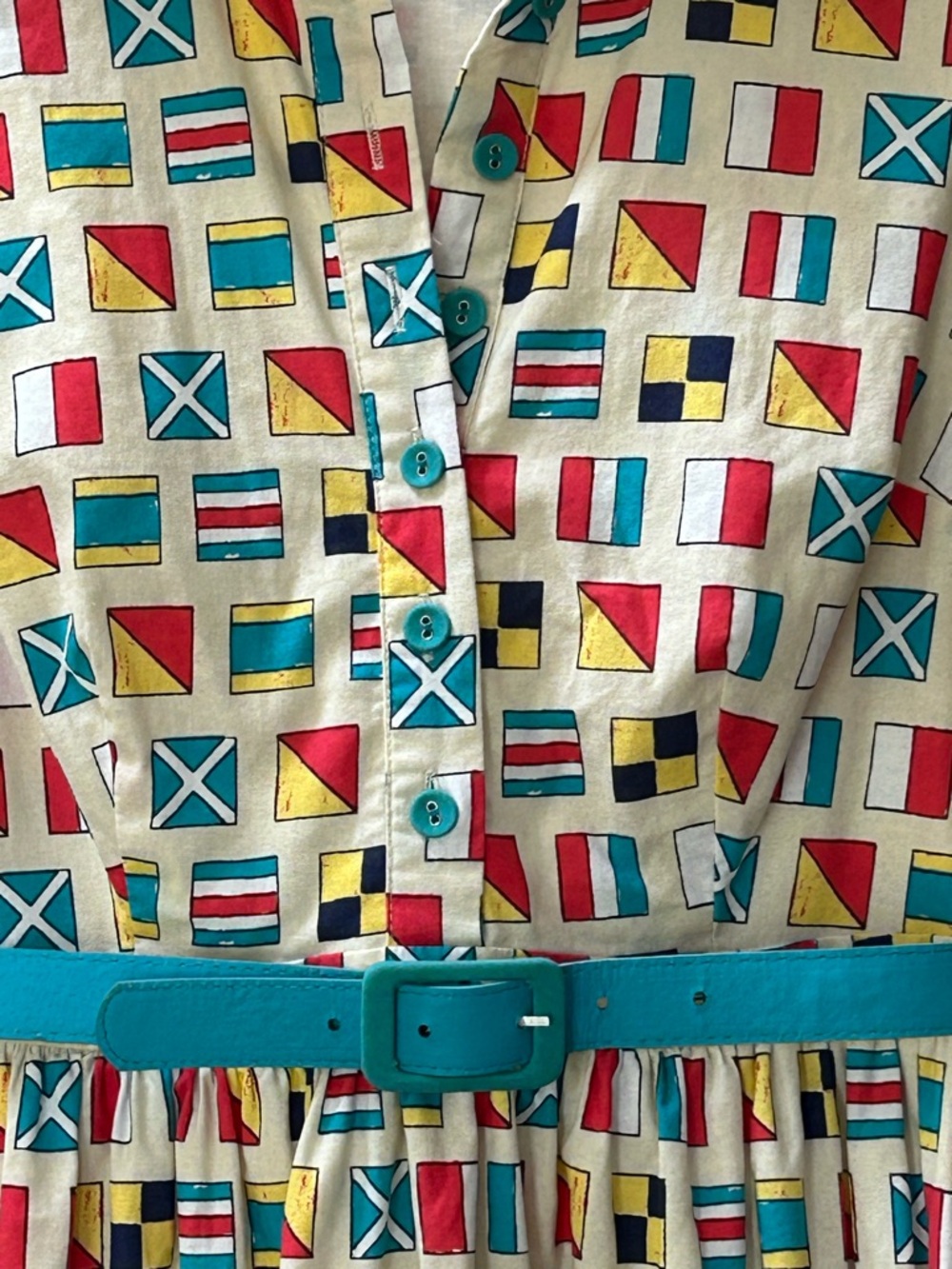 Modcloth Nautical Signal Flag Shirtwaist Dress Size S Coastal Sailing Yacht Club - Picture 4 of 11